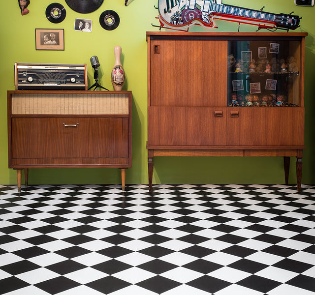 Comfort Vinyl svart/vit ruta