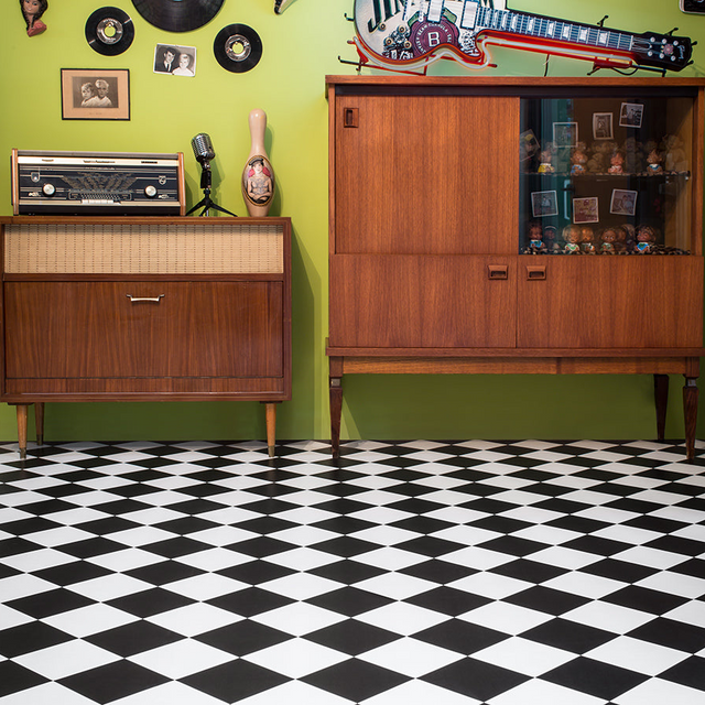 Comfort Vinyl svart/vit ruta